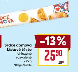 Billa Srdce domova Listové těsto nabídka