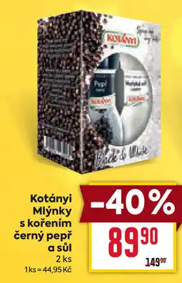 Billa Kotányi Mlýnky s kořením černý pepř a sůl nabídka