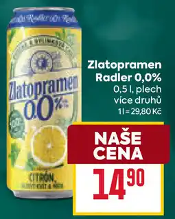Billa Zlatopramen Radler 0,0% nabídka