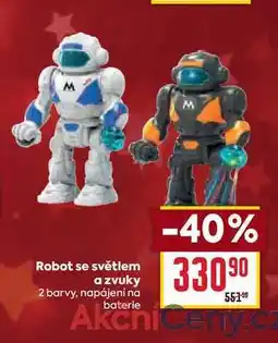 Billa Robot se světlem a zvuky 2 barvy, napájení na baterie nabídka