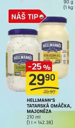 Flop HELLMANN'S TATARSKÁ OMÁČKA, MAJONÉZA 210 ml nabídka