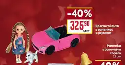 Billa Sportovní auto s panenkou a pejskem Panenka s barevným copem 29 cm nabídka