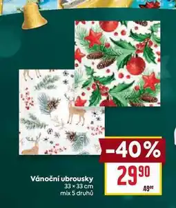 Billa Vánoční ubrousky 33 x 33 cm mix 5 druhů nabídka
