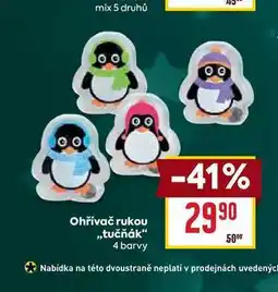 Billa Ohřívač rukou ,,tučňák“ 4 barvy nabídka