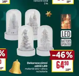 Billa Dekorace zimní zátiší LED materiál sklo + dřevo na baterie nabídka