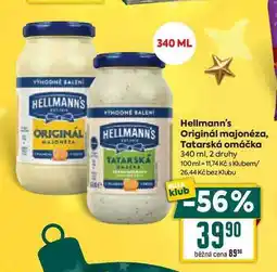 Billa Hellmann's Originál majonéza, Tatarská omáčka 340 ml nabídka