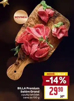 Billa BILLA Premium Salám Grand z pultu lahůdek cena za 100g nabídka