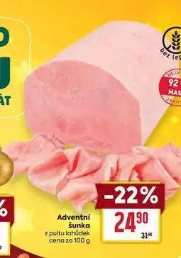 Billa Adventní šunka z pultu lahůdek cena za 100g nabídka