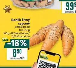 Billa Rohlík žitný sypaný z naší pece 1ks, 70 g nabídka