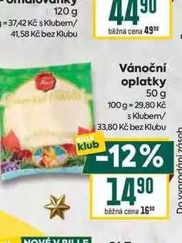 Billa Vánoční oplatky 50 g nabídka