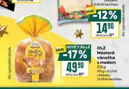 Billa OLZ vánočka Máslová s medem 235 g nabídka