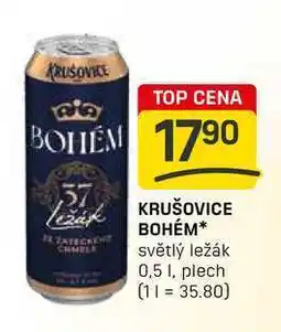 Flop KRUŠOVICE BOHÉM světlý ležák 0,5l, plech nabídka