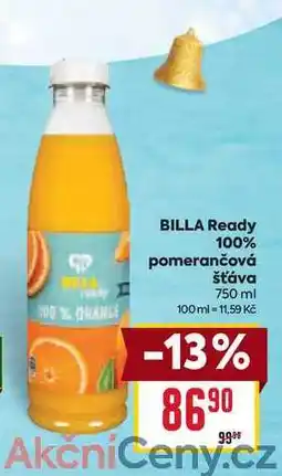 Billa BILLA Ready 100% pomerančová Šťáva 750 ml nabídka
