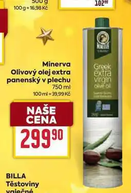 Billa Minerva Greek Olivový olej extra extra panenský v plechu 750ml nabídka