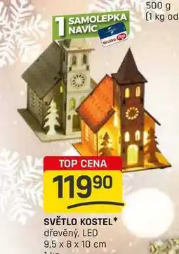 Flop SVĚTLO KOSTEL dřevěný, LED 9,5 x 8 x 10 cm nabídka