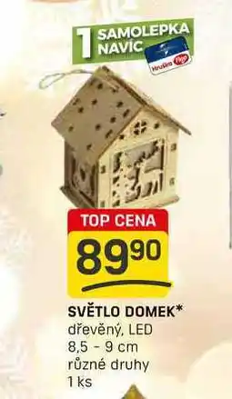 Flop SVĚTLO DOMEK dřevěný, LED 8,5-9 cm různé druhy 1 ks nabídka