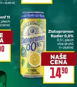 Billa Zlatopramen Radler 0,0% 0,51, plech nabídka