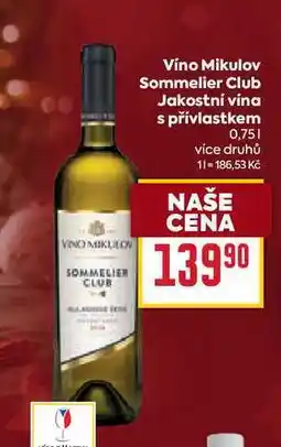Billa Víno Mikulov Sommelier Club Jakostní vína s přívlastkem 0,75l nabídka