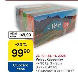 Tesco Velvet Kapesníky, 4x 90 ks, 3 vrstvy nabídka