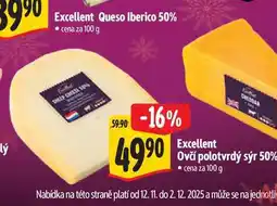 Albert Excellent Ovčí polotvrdý sýr 50% 100 g nabídka