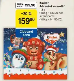 Tesco Kinder Adventní kalendář, 113 g nabídka