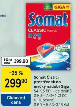 Tesco Somat Čisticí prostředek do myčky nádobí Giga, 54-95 PD, více druhů nabídka