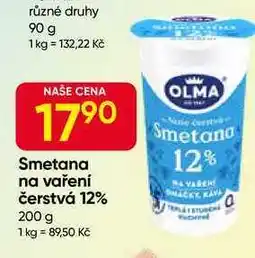 Hruška OLMA Smetana na vaření čerstvá 12% 200 g nabídka