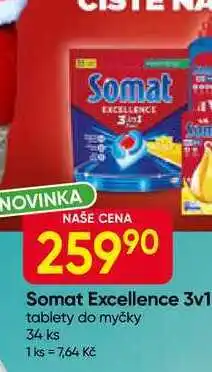 Hruška Somat Excellence 3v1 tablety do myčky 34 ks nabídka