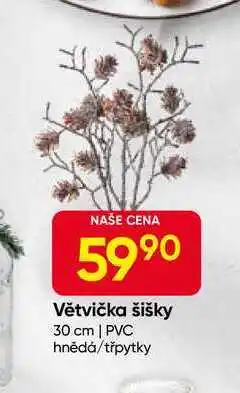 Hruška Větvička šišky 30 cm, PVC hnědá/třpytky nabídka