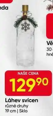 Hruška Láhev svícen různé druhy 19 cm, Sklo nabídka