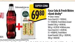 Albert Coca-Cola & Fresh Bistro různé druhy nabídka