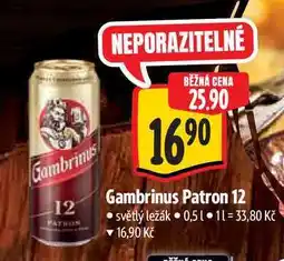 Albert Gambrinus Patron 12 světlý ležák 0,5l nabídka