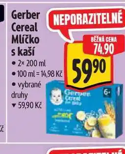 Albert Gerber Cereal Mlíčko s kaší 2x200 ml nabídka