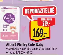 Albert Albert Plenky Cute Baby Midi 62 ks, Maxi 54 ks, Maxi+ 50 ks, Junior 46 ks nabídka