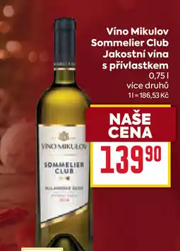 Billa Víno Mikulov Sommelier Club Jakostní vína s přívlastkem nabídka