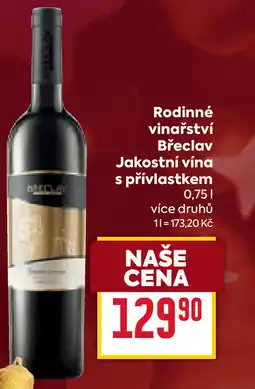 Billa Rodinné vinařství Břeclav Jakostní vína s přívlastkem nabídka