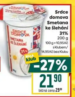 Billa Srdce domova Smetana ke šlehání 31% nabídka