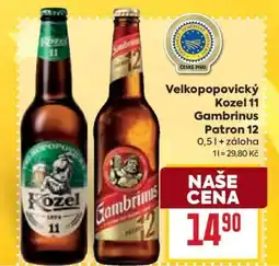 Billa Velkopopovický Kozel 11 Gambrinus Patron 12 nabídka