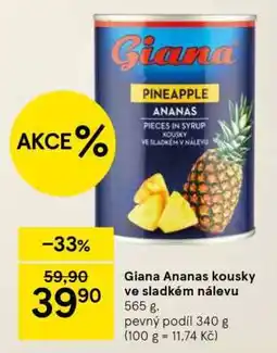 Tesco Giana Ananas kousky ve sladkém nálevu nabídka