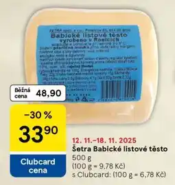 Tesco Šetra Babické listové těsto nabídka