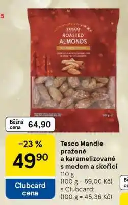 Tesco Tesco Mandle pražené a karamelizované s medem a skořicí nabídka
