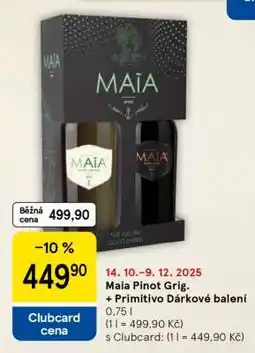 Tesco Maia Pinot Grig. + Primitivo Dárkové balení nabídka