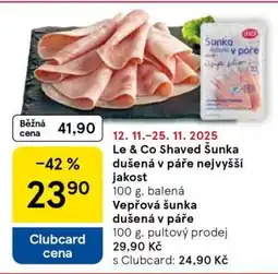 Tesco Le & Co Shaved Šunka dušená v páře nejvyšší jakost nabídka