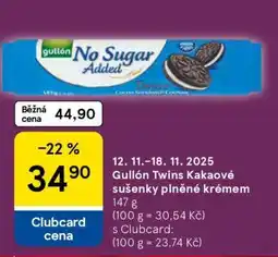 Tesco Gullón Twins Kakaové sušenky plněné krémem nabídka