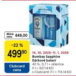 Tesco Bombay Sapphire Dárkové balení nabídka