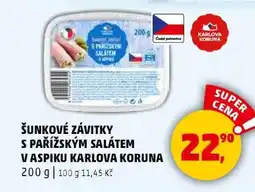 Penny Market Šunkové závitky s pařížským salátem v aspiku Karlova Koruna nabídka