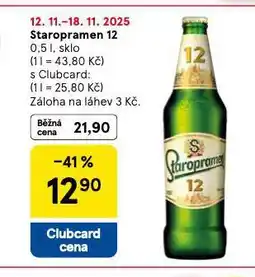 Tesco Pivo staropramen 12 nabídka