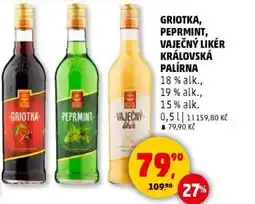 Penny Market Griotka, peprmint, vaječný likér královská palírna nabídka