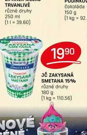 JČ ZAKYSANÁ SMETANA 15% různé druhy 180 g