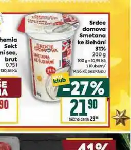 Billa Smetana ke šlehání 31% nabídka